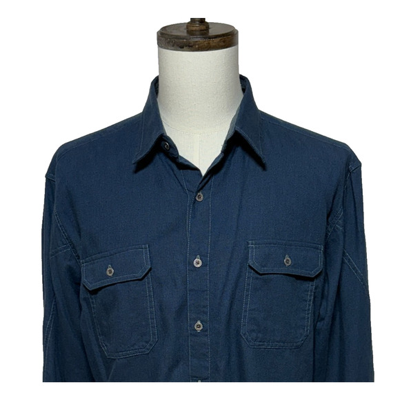 Kuhl Shirt Mens XL Blue Merino Wool Blend Metal Buttons Long Sleeve Pockets - Picture 1 of 10